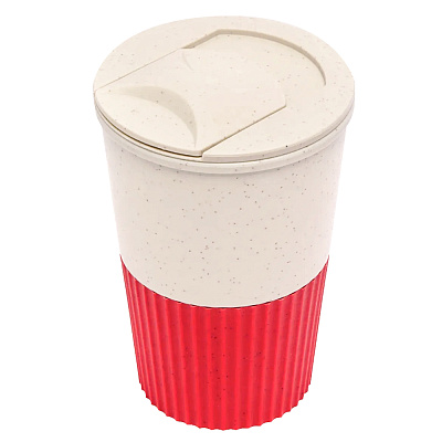 Термостакан пластиковый Wavy с манжетой  (Красный)