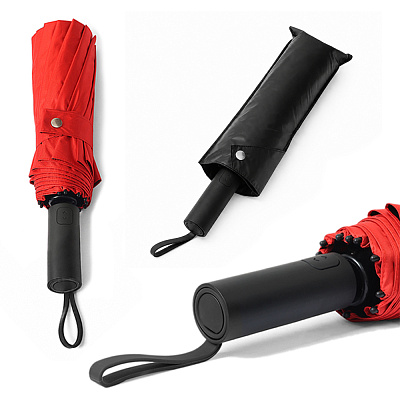 Кастомизированный автоматический складной зонт Altor, красный/чёрный (Красный/черный)