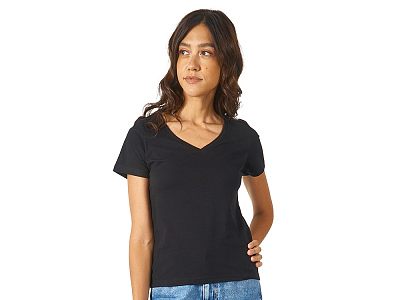 Футболка Heavy Super Club женская с V-образным вырезом (Чёрный)