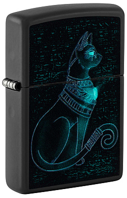 Зажигалка ZIPPO Spiritual Cat с покрытием Black Light латунь/сталь черная матовая 38x13x57 мм