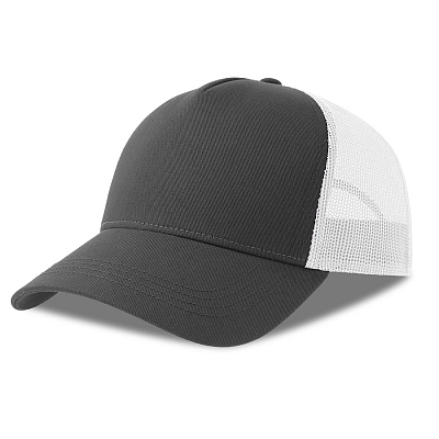 Бейсболка RAPPER COTTON-S, 5 клиньев, пластиковая застёжка (Темно-серый, белый)