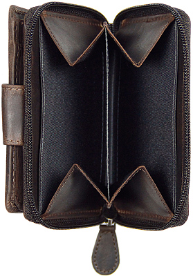 Бумажник KLONDIKE DIGGER «Lisa», натуральная кожа в темно-коричневом цвете, 10,5 х 13 x 3 см