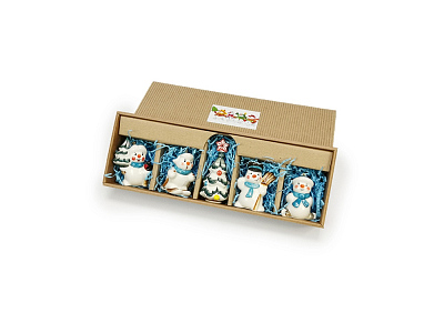 Набор новогодних игрушек (Белый/голубой)