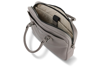 Портфель женский BUGATTI Bella, бежевый, воловья кожа/полиэстер, 38х6,5х27 см