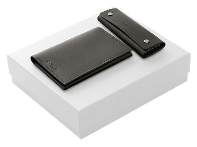 Подарочный набор Long River: обложка для паспорта, ключница (Черный/белый)