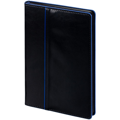 Ежедневник Alanis, недатированный, черный с синим (Синий)