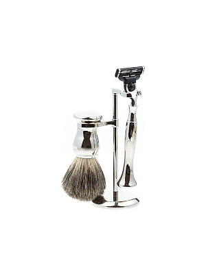 Бритвенный набор IL Ceppo: станок, помазок, подставка, серебристый цвет