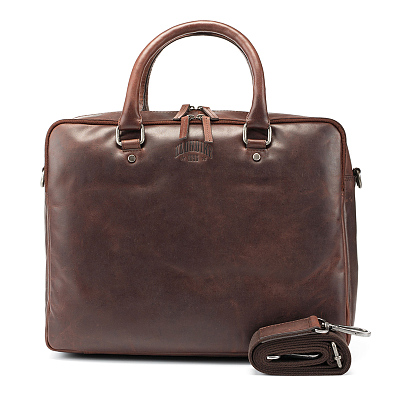 Сумка KLONDIKE DIGGER «Earl», натуральная кожа в темно-коричневом цвете, 29 x 38 x 9 см (Коричневый)