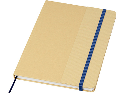 Блокнот A5 Nelida в твердой обложке из переработанного картона (Натуральный/голубой)