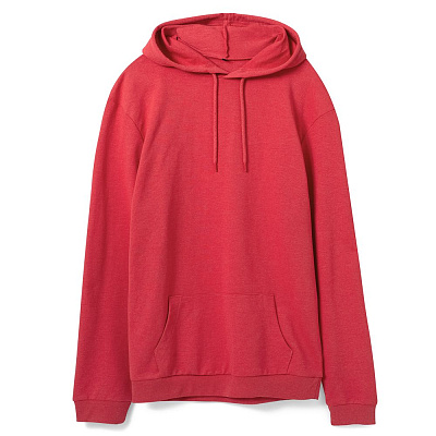 Толстовка с капюшоном унисекс Hoodie, дымчато-серая (Красный меланж)