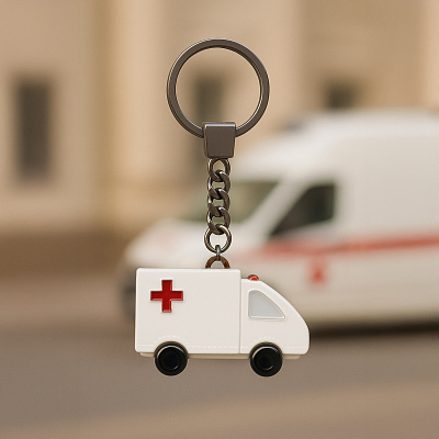 Брелок Скорая помощь (белый с синим)