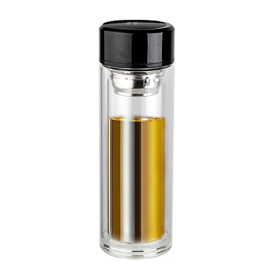 Термос стеклянный cо светодиодным дисплеем MARCUS, черный (Чёрный)