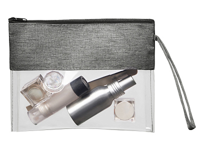 Прозрачная косметичка Leony из ПВХ и ткани (Прозрачный/темно-серый)