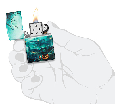 Зажигалка ZIPPO Graveyard с покрытием 540 Matte, латунь/сталь, разноцветная, 38x13x57 мм