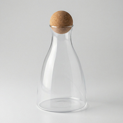 Кувшин с пробковой крышкой Beveri (Прозрачный, натуральный коричневый)