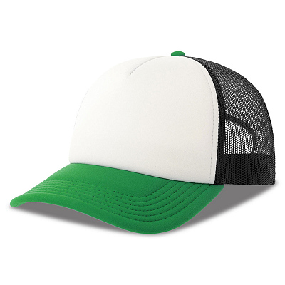 Бейсболка RAPPER-S, 5 клиньев, пластиковая застёжка (Белый, зеленый, чёрный)