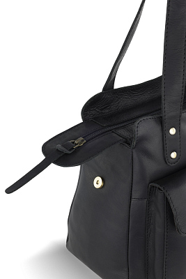 Сумка через плечо KLONDIKE RUSH «Zoe», натуральная кожа в черном цвете, 28 х 24 х 18 см