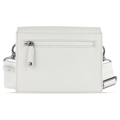 Сумка через плечо женская BUGATTI Elsa, белая, воловья кожа/полиэстер, 18,5х8,5х14,5 см