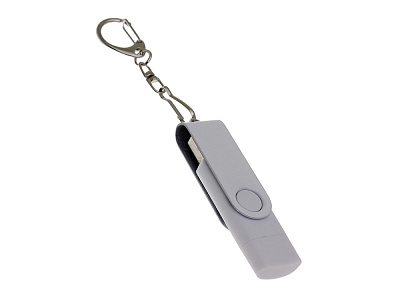 USB 2.0- флешка на 16 Гб с поворотным механизмом и дополнительным разъемом Type-C (Белый)