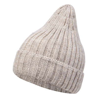 Шапка бини вязаная НАСВЯЗИ©  шерсть/ акрил (Бежевый)