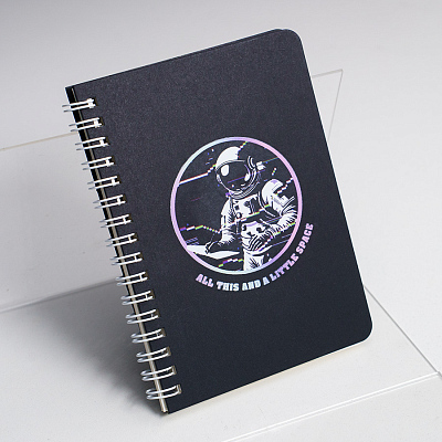 Блокнот на двойной пружине HELIX MINI, 105 х 150  мм, черный с оранжевым, блок в клетку