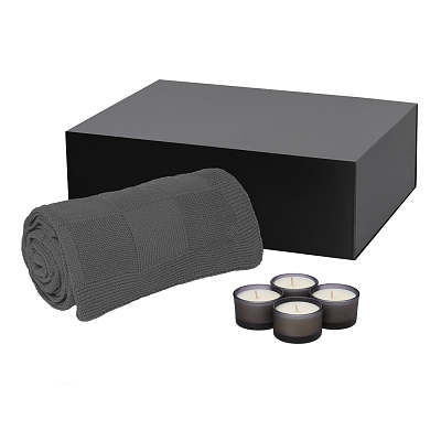 Подарочный набор Sento, Cella, серый (свеча, плед) (Серый, черный)