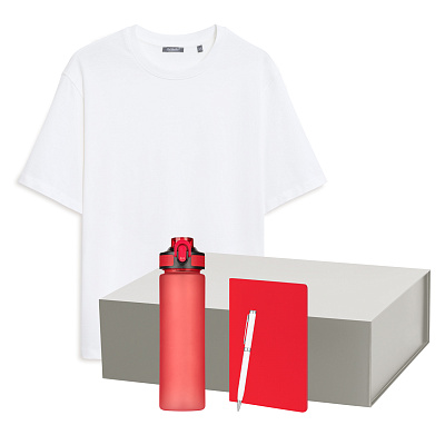 Набор с одеждой RUST NEO (футболка, бутылка, ежедневник, ручка), белый/красный, 3XL/4XL (Белый, красный)
