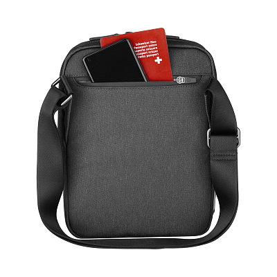Сумка через плечо VICTORINOX Architecture Urban2 Crossbody Bag,серый, полиэстер/кожа, 9x22x28 см, 6 л