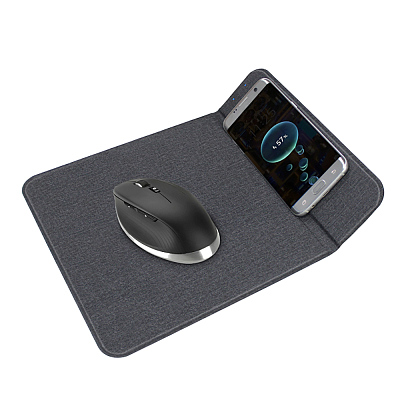 Коврик для мышки с беспроводной зарядкой Gratto, черный (Чёрный)