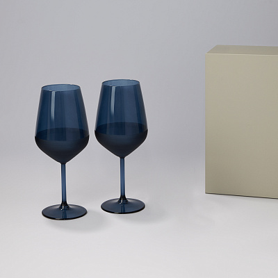 Подарочный набор 2 бокала для вина Сапфир (Sapphire) в серой коробке (Синий, серый)