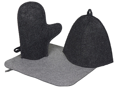 Банный набор из шапки, рукавицы и коврика Calm (Серый) Банный набор из шапки, рукавицы и коврика Calm (Серый)