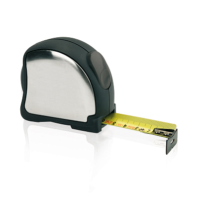 Стальная рулетка, 5 м (Серебряный; черный)