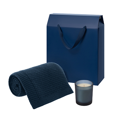Подарочный набор Enigma. Malta Soft  (свеча, плед) (Синий)