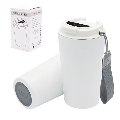 Термокружка Surprise To Go с индикатором, белая/серая (Белый/серый)