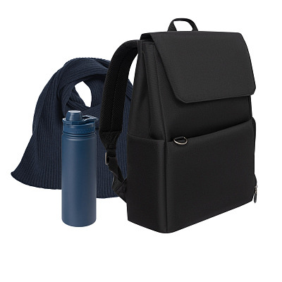 Подарочный набор Marco, синий (шарф, термобутылка, рюкзак) (Синий, черный)