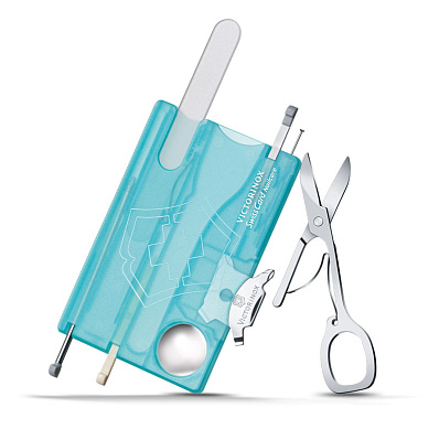 Швейцарская карточка VICTORINOX SwissCard Nailcare 13 функций полупрозрачная бирюзовая