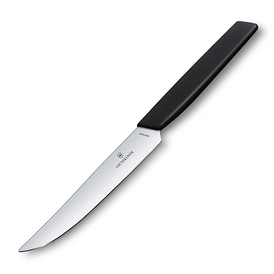 Нож для стейка VICTORINOX Swiss Modern, лезвие 12 см с прямой кромкой, чёрный