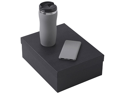 Подарочный набор COLOR IT c термокружкой и повербанком (Серый)