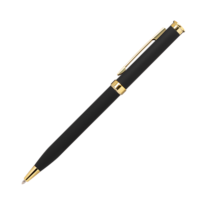 Шариковая ручка Бенуа (Benua), черная/позолота (Черный, золотой)