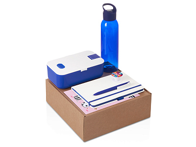 Набор Bitetime с бутылкой для воды, блокнотом, ручкой и ланчбоксом (Синий)