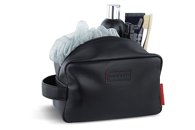 Несессер дорожный BUGATTI Clark, чёрный, воловья кожа/полиэстер, 20х10х13 см, 2,5 л