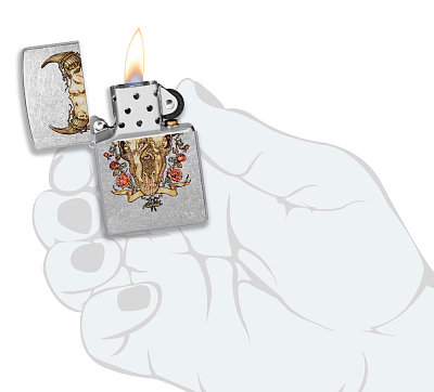 Зажигалка ZIPPO Rick Rietveld с покрытием Street Chrome, латунь/сталь, серебристая, 38x13x57 мм