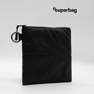 Органайзер для мелочей Superbag Bubble, стёганый, на молнии, с креплением на кольцо-карабин (черный) (Чёрный)