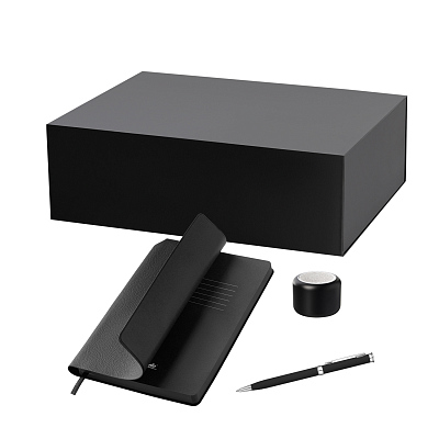 Подарочный набор Passion, Molto, черный (колонка, ежедневник, ручка) (Чёрный)