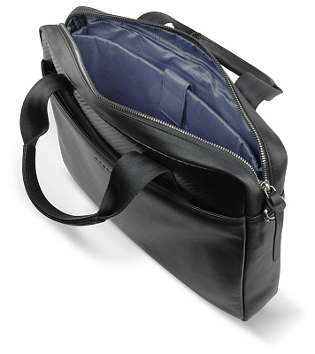 Портфель мужской BUGATTI Comet, чёрный, воловья кожа/полиэстер, 37х6х27 см