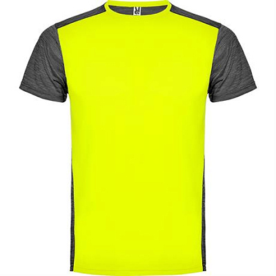 Спортивная футболка ZOLDER мужская, ФЛУОРЕСЦЕНТНЫЙ ЖЕЛТЫЙ/ПЁСТРЫЙ ЧЕРНЫЙ 2XL (Флуоресцентный желтый/Пёстрый черный)