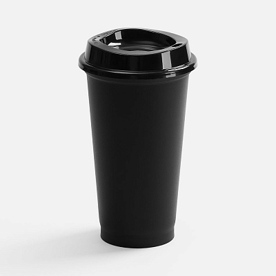 Стакан с крышкой Color Cap, ver.2, черный (Чёрный)