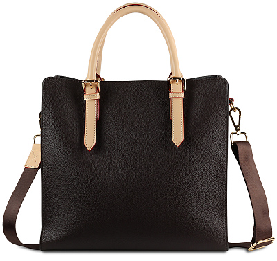 Сумка-портфель женская BUGATTI Ella, тёмно-коричневая, полиуретан, 30х11,5х28 см