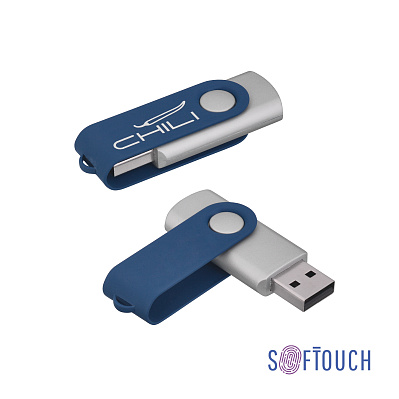 Флеш-карта "Vostok", объем памяти 16Gb, покрытие soft touch  (Темно-синий)