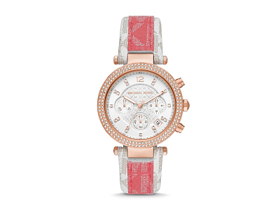 Часы наручные, женские (Корпус - розовое золото, браслет - белый/розовый, циферблат - белый)